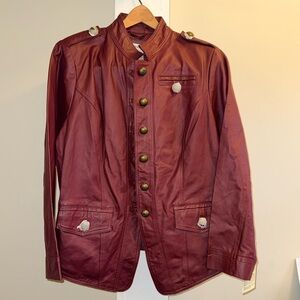 🆕 Jessica London Burgundy Leather Jacket - 12